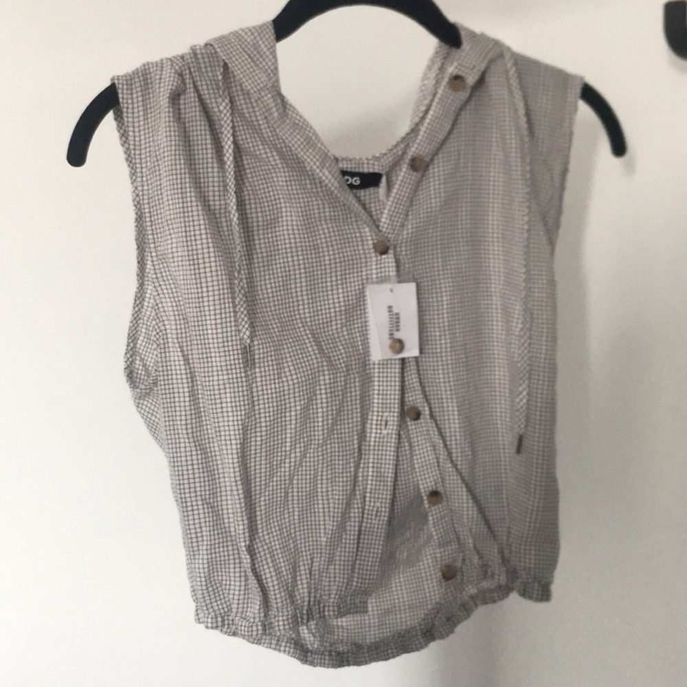 Beach button down hooded crop top